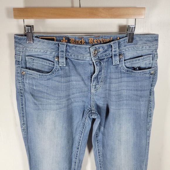 Rock Revival Luna Bootcut Jeans Size 29 Light Wash Low Rise Flattering Fit - Picture 3 of 12